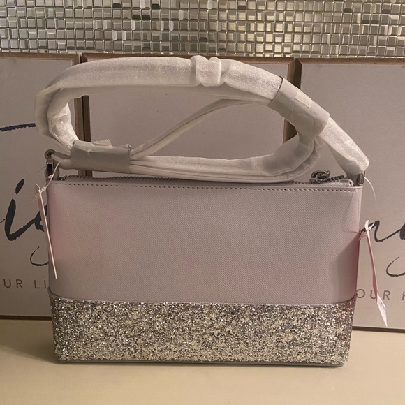 Kate Spade Silver Sparkle Crossbody Bag || Grey - Picture 11 of 15